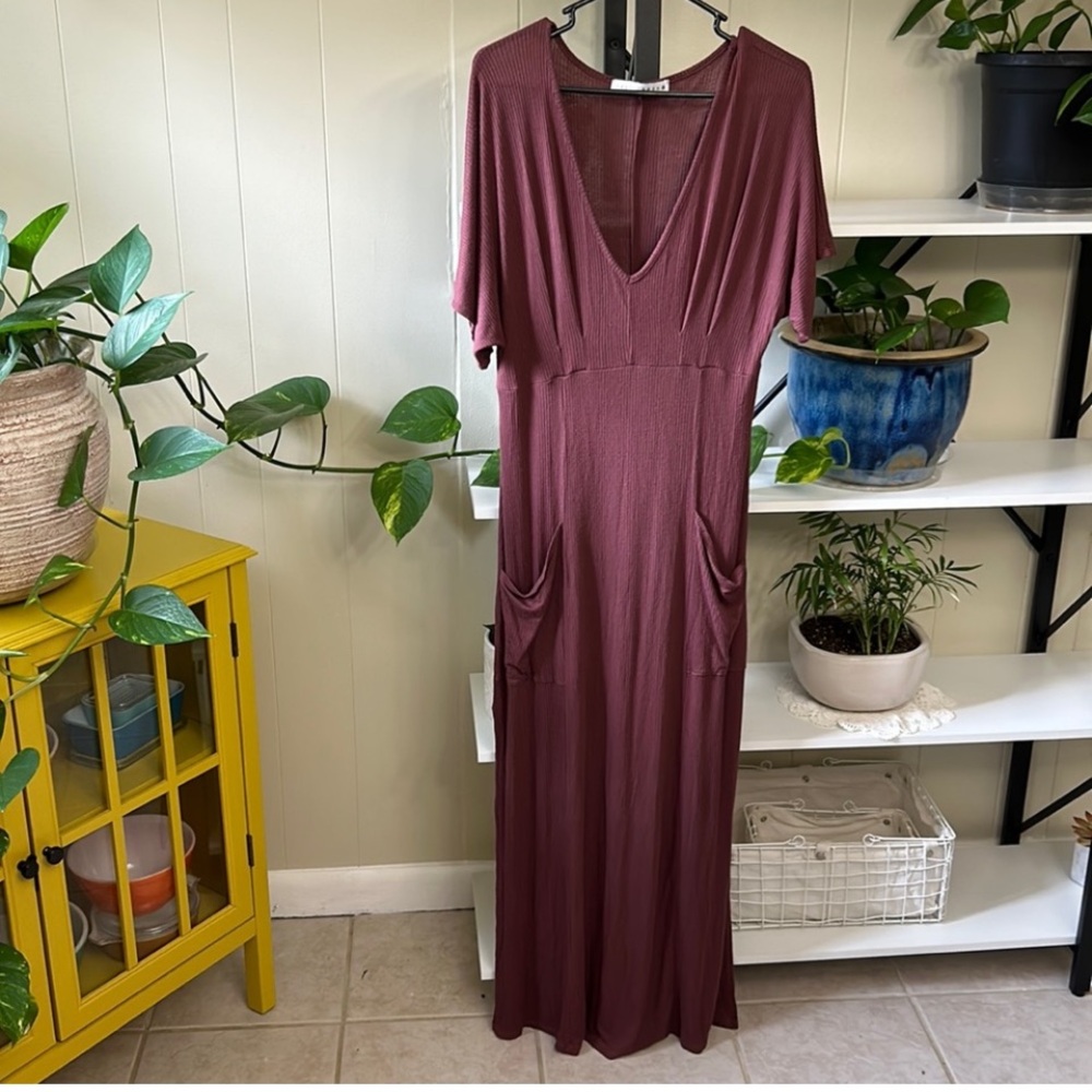 Baltic born ribbed midi dress dusty rose
